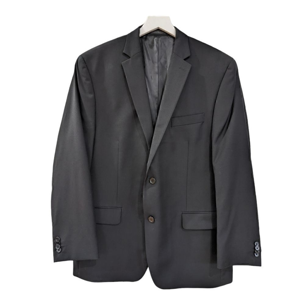 LIKE NEW Michael Kors 100% Wool Men's Solid Black Two Button Blazer Size 44R